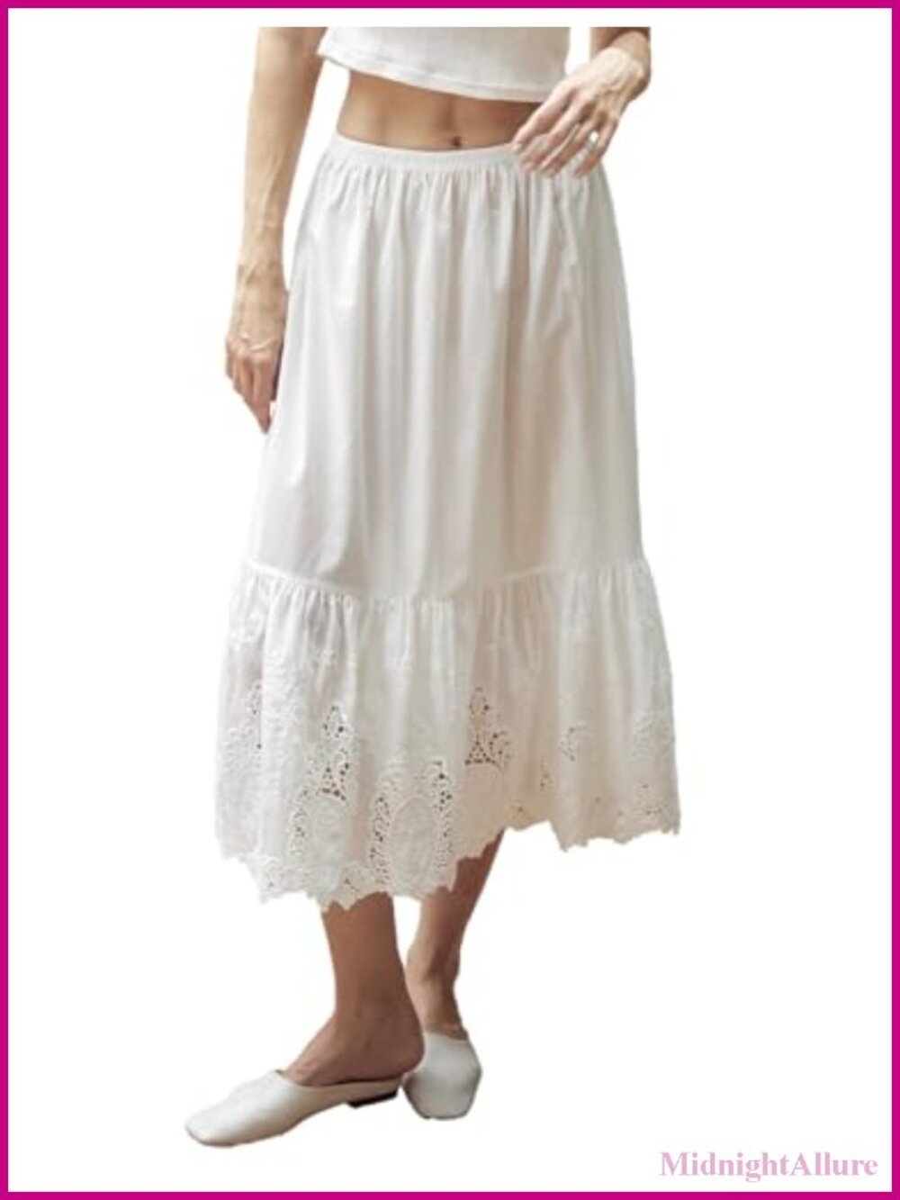 100% Cotton Half Slip Skirt Extender with Lace Trim